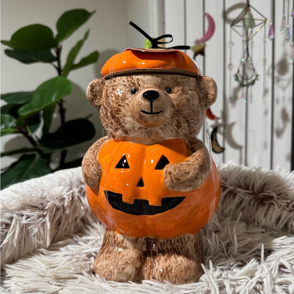 Cute Bear Pumpkin Cookie Jar